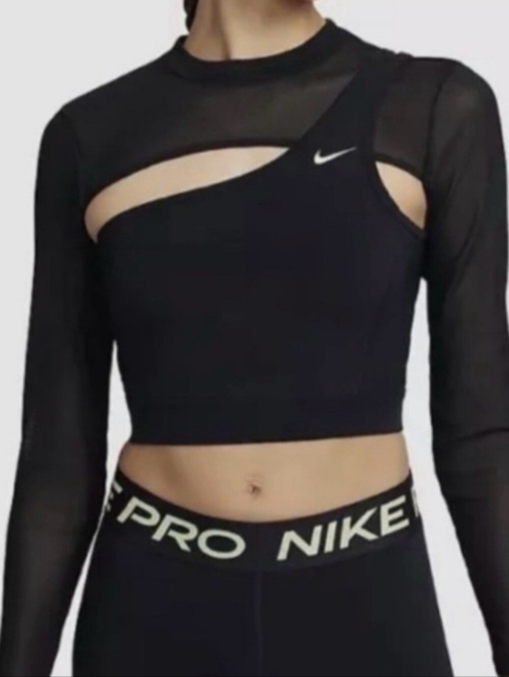 Nike Pink Asymmetric Cutout Long-Sleeve Crop Top